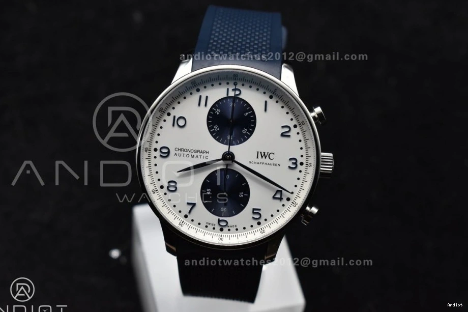Z+F Strap A69355 Portuguese IW3716 Rubber Blue 1:1 White Blue on Best Chrono Dial Edition 1104